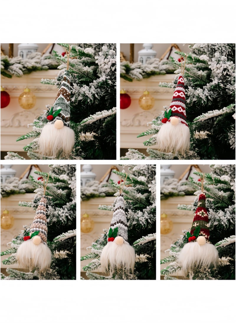 جيجيرو زينة عيد الميلاد، 5 قطع من زينة عيد الميلاد، شخصيات سانتا بإضاءة LED، شخصيات سانتا القطيفة المعلقة لتزيين شجرة عيد الميلاد - Image 5