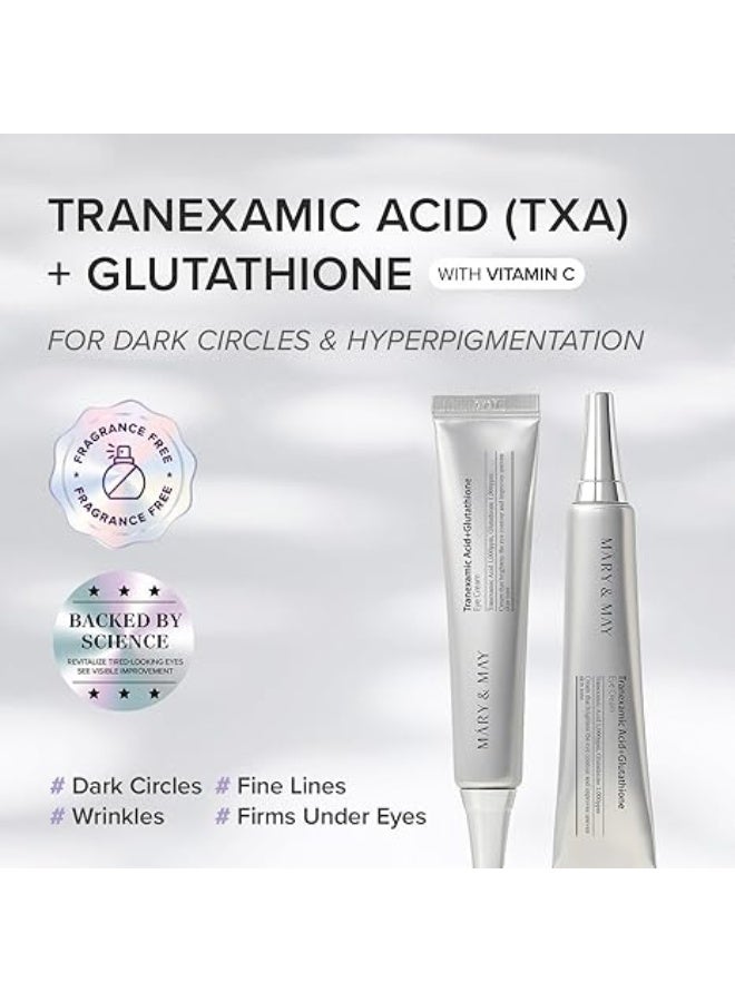 MARY & MAY Mary&May Tranexamic Acid + Glutathione Eye Cream - Powerful Antioxidant, Reduces Dark Circles in the Eye, Improve Uneven Skin Tone with Vitamin C - Suitable for Morning and Night Use, 30ml - Image 2