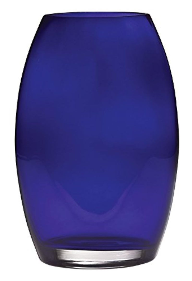 Barski  Handmade Glass  Oval Shaped vase  Cobalt  85 H 85 Inches High Made in Europe