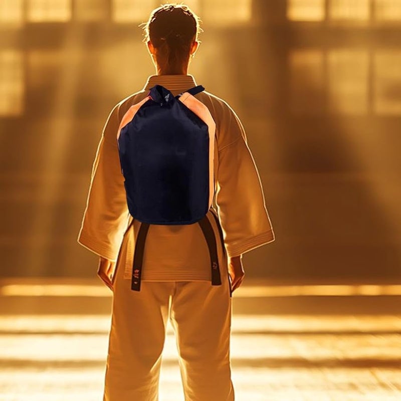 حقيبة ظهر سوداء بسحاب للجمنازيوم والملاكمة والملاكمة التايلاندية والتايكوندو واللياقة البدنية والتخييم - Image 3