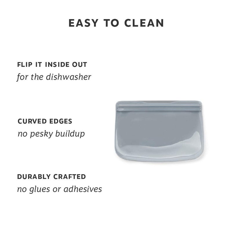 WP W&P Porter Silicone Reusable Storage Bag  Sandwich (10oz Flat)  Slate  Food Storage Container  Microwave and Dishwasher Safe  Easy Cleaning - Image 2