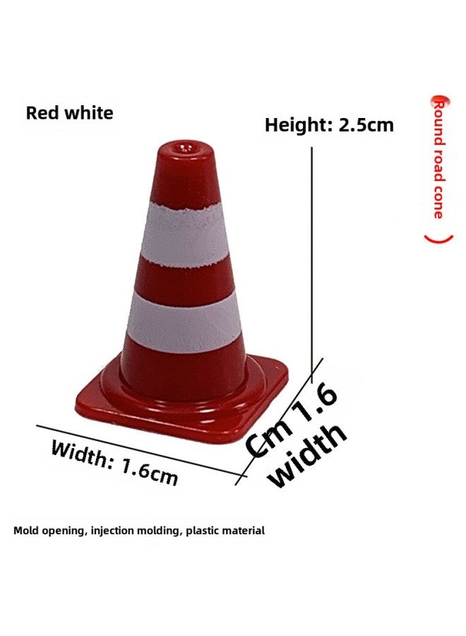 Loquat Speed Bump Traffic Light Parking Garage Road Cone Car Model Toy Scene Ornaments Signs License Plate Underground-Color:Red And White Road Cone - Image 1