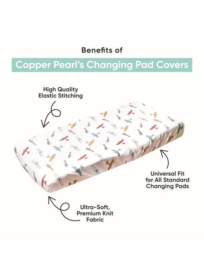 Copper Pearl Premium Knit Changing Pad Cover : Soft, Stylish, and Universal Fit for All Standard Diaper Changing Pads, Trendy Design Changing Pad Covers, Coastal - Image 2