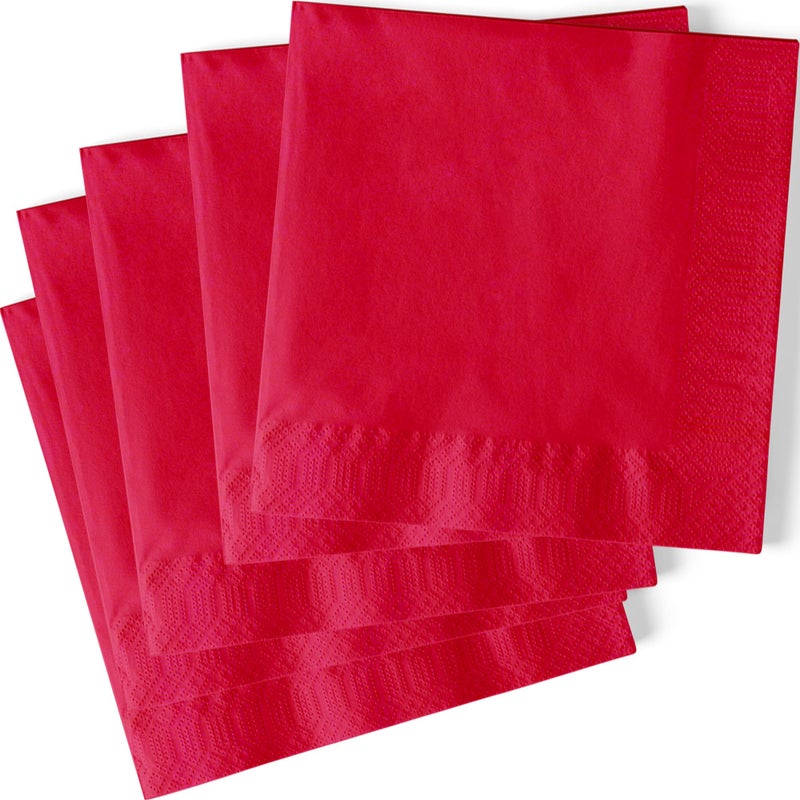 Unique Solid Paper Luncheon Napkins, 6.5" x 6.5", Ruby Red - Image 5