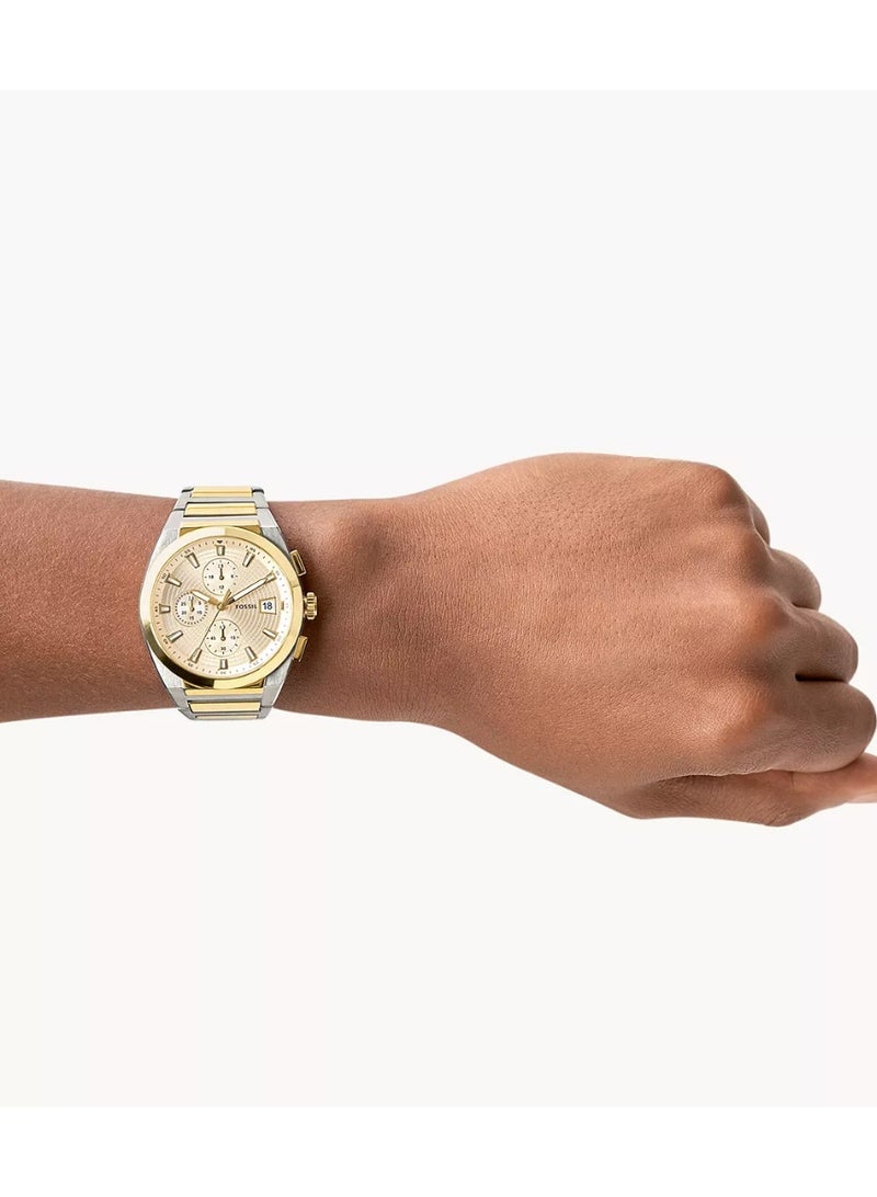 FOSSIL Men Fossil Everett Chronograph Two-Tone Stainless Steel Watch – FS5796 - Image 4
