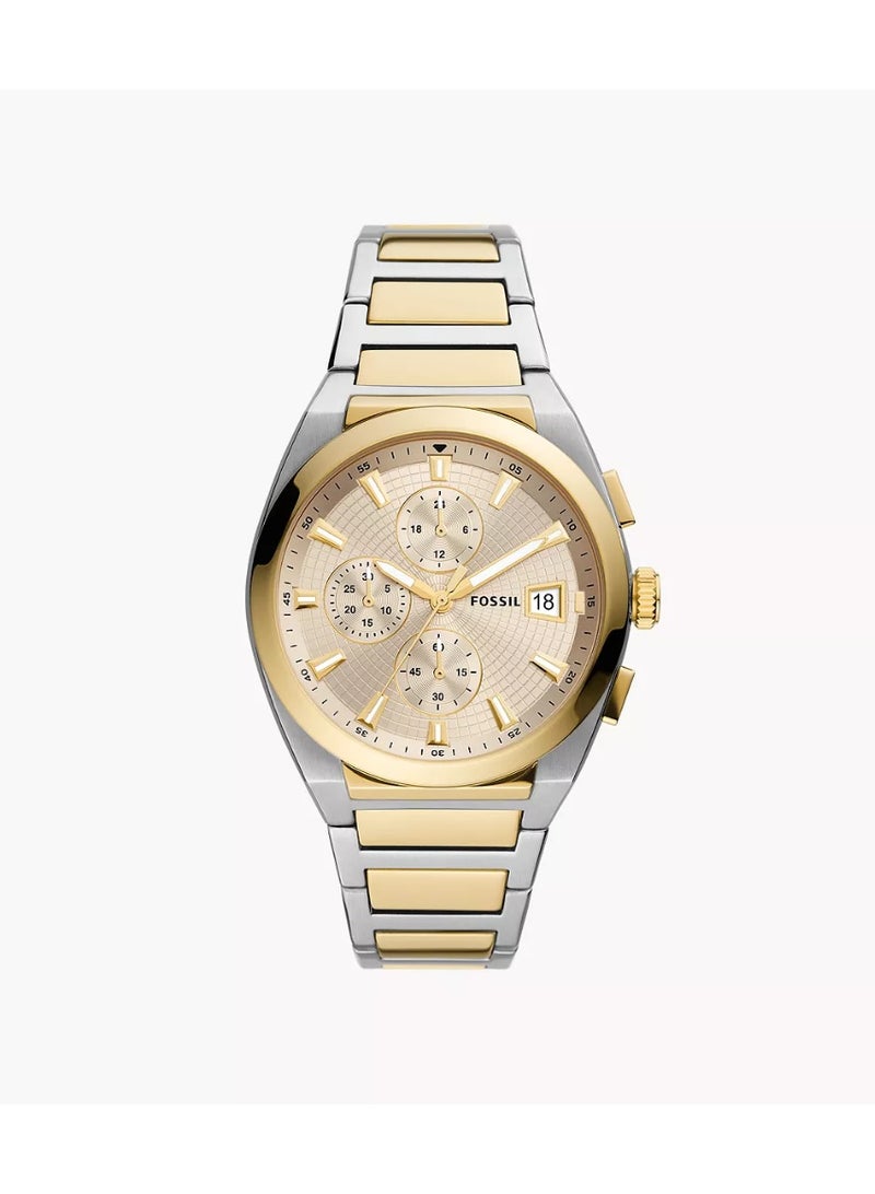 FOSSIL Men Fossil Everett Chronograph Two-Tone Stainless Steel Watch – FS5796 - Image 1