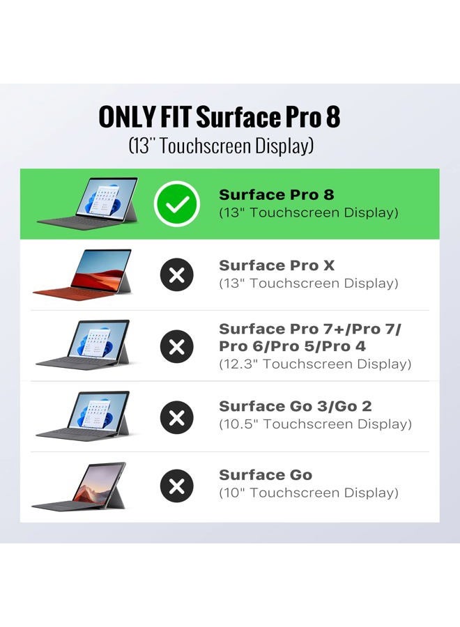 MoKo Case Fits Microsoft Surface Pro 8 13" Touchscreen 2021 Release Tablet - All-In-One Protective Rugged Cover Case with Hand Strap & Compatible with Type Cover Keyboard, Black - Image 2