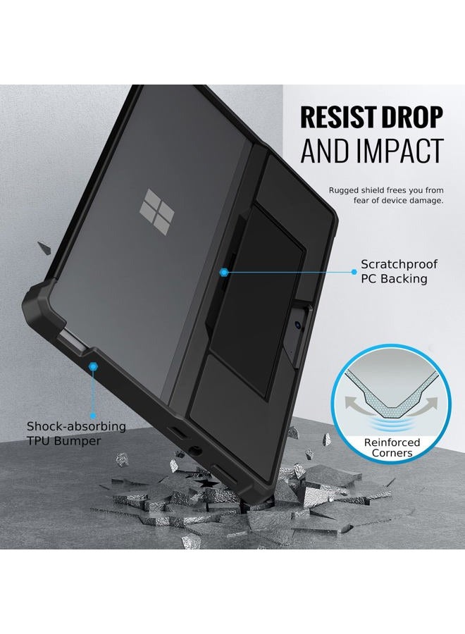 MoKo Case Fits Microsoft Surface Pro 8 13" Touchscreen 2021 Release Tablet - All-In-One Protective Rugged Cover Case with Hand Strap & Compatible with Type Cover Keyboard, Black - Image 3