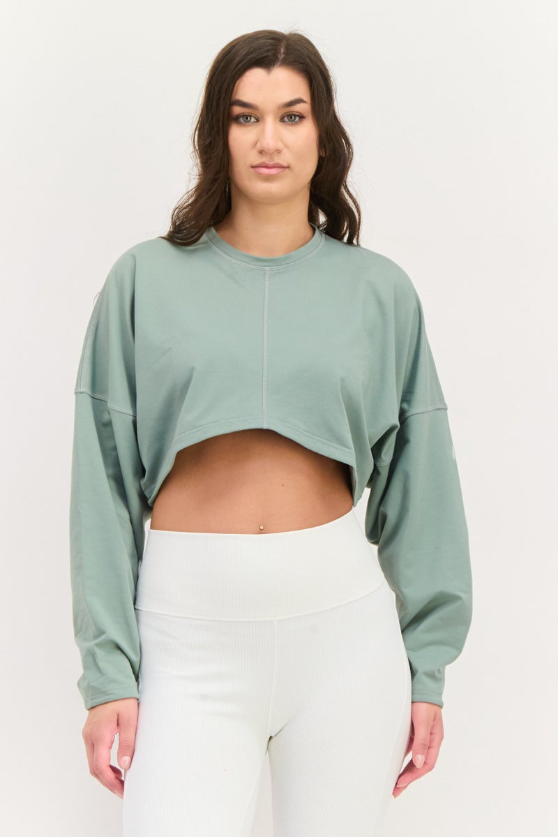 Adidas Women Sportswear Fit Long Sleeves Training Top, Light Olive  - Image 1