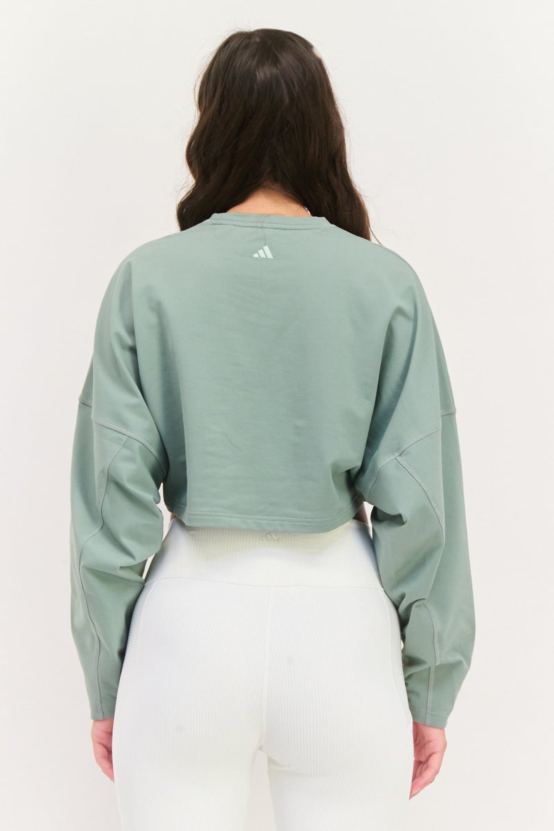 Adidas Women Sportswear Fit Long Sleeves Training Top, Light Olive  - Image 3