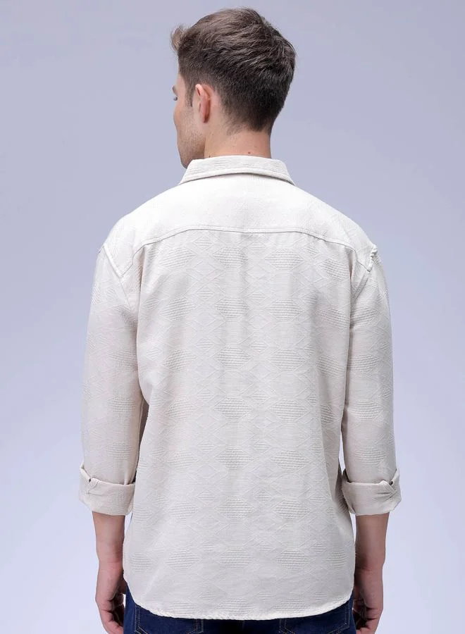 The Indian Garage Co Men Relaxed Fit Solid Full Sleeves Cutaway Collar Resort Wear Shirt