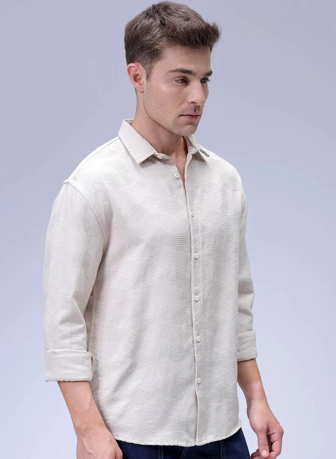The Indian Garage Co Men Relaxed Fit Solid Full Sleeves Cutaway Collar Resort Wear Shirt