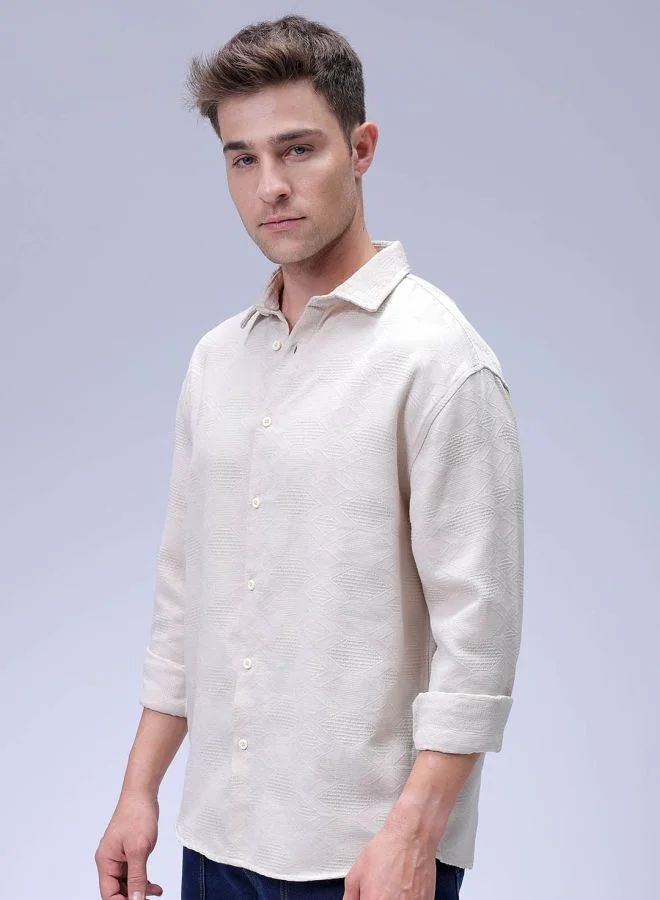 The Indian Garage Co Men Relaxed Fit Solid Full Sleeves Cutaway Collar Resort Wear Shirt