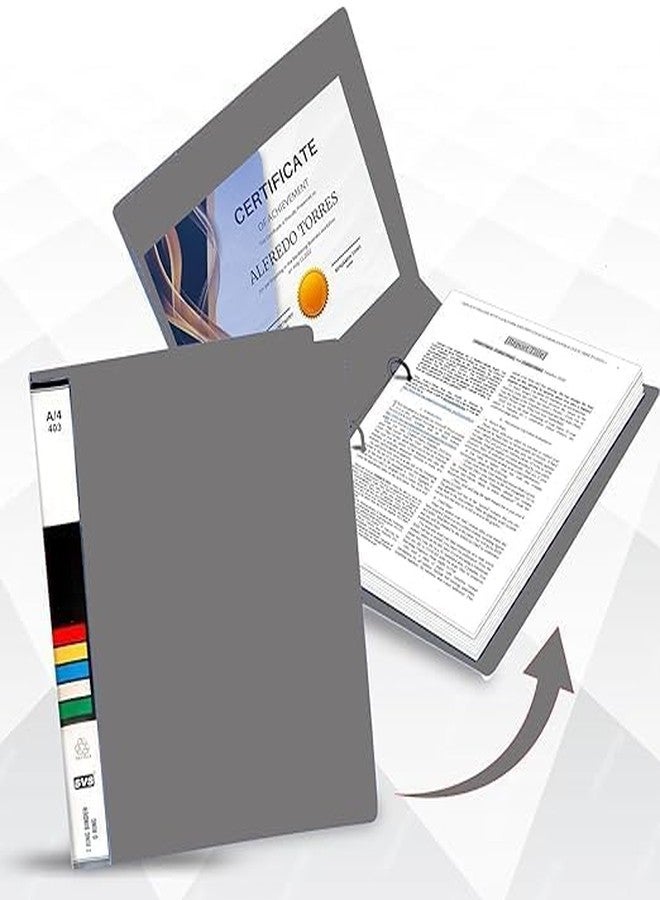 HCS Plastic File Folder 2D Ring Binder A4 Size Tough & Efficient and Elegant Document Storage, School Project Binders, Contemporary Design for Neat Organization (Grey, Pack of 12) - Image 5