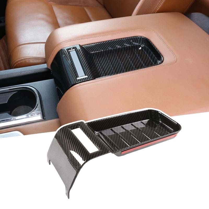 LLKUANG Center Console Armrest Box Storage Box Cover Slot Sticker Car Accessories for Toyota Tundra 20142021 ABS Plastic Carbon Fiber Style