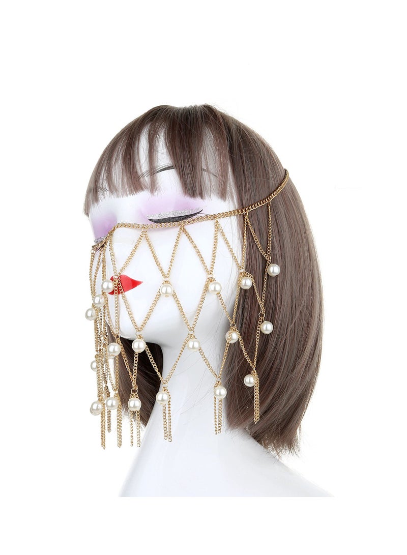 Excefore Cosplay Veil Headwear Mask Chain Costume Crystal Head Rave Outfit Indian Jewelry - Image 2