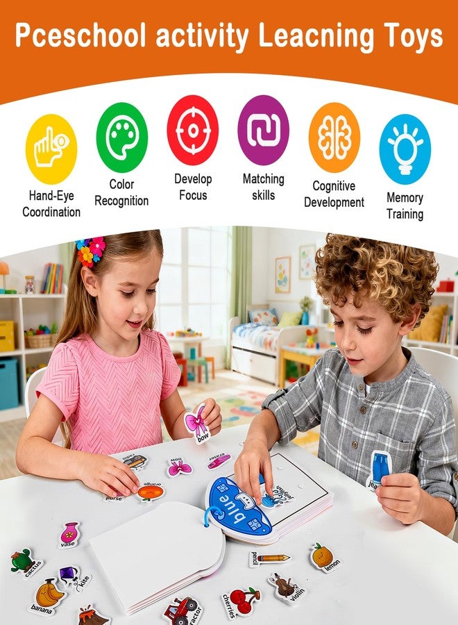 Nahshon كتاب مشغول ناحشون مونتيسوري لألعاب فرز الألوان للأطفال من 2-5 سنوات، أنشطة تعليمية لرياض الأطفال، ألعاب تعليمية للأطفال بعمر 3 سنوات، ألعاب مطابقة حسية دقيقة للأطفال الصغار. - Image 4