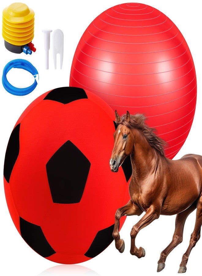Suilung 48 Inch Giant Herding Ball with Cover Anti Burst Ball Please Watch VCR for How to Inflation Large Horse Toys for Horse Stall Entertainment Play, Pump Included(Red-Black) - Image 1