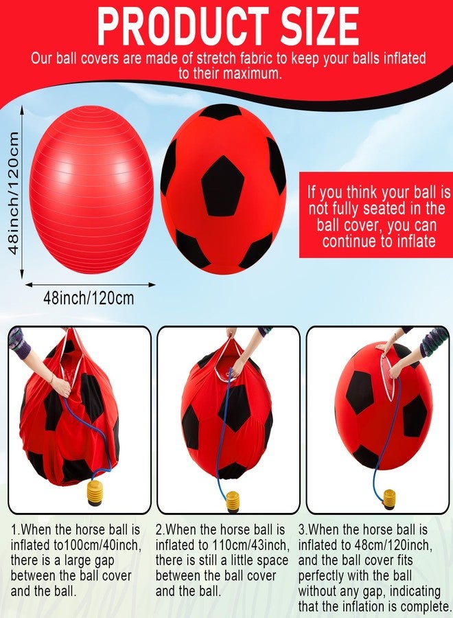 Suilung 48 Inch Giant Herding Ball with Cover Anti Burst Ball Please Watch VCR for How to Inflation Large Horse Toys for Horse Stall Entertainment Play, Pump Included(Red-Black) - Image 4