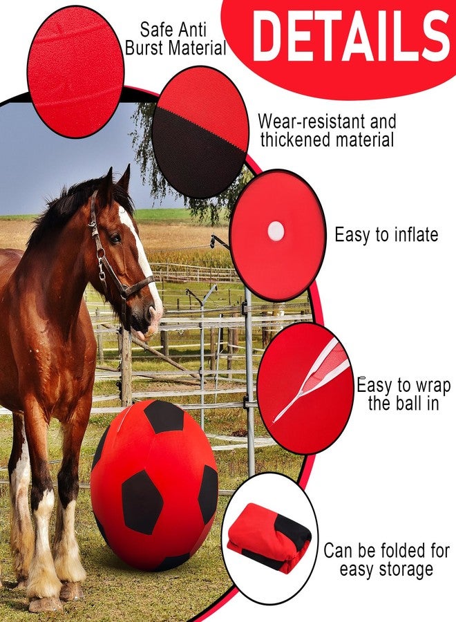 Suilung 48 Inch Giant Herding Ball with Cover Anti Burst Ball Please Watch VCR for How to Inflation Large Horse Toys for Horse Stall Entertainment Play, Pump Included(Red-Black) - Image 5
