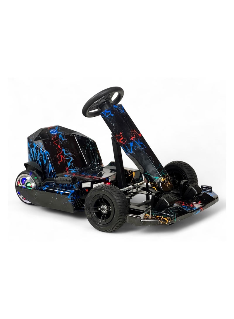 البدر سيارة كارتينج دريفت للاطفال من البدر، سياره كهربائية كريزي دريفت 36 فولت مع عجلات LED، موسيقى بلوتوث، 3 سرعات وعكسية، فرامل اليد، لعبة ركوب كهربائية بنمط سباق للاولاد والبنات - Image 1