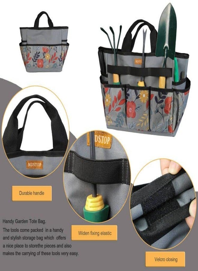 MDSTOP Garden Tool Bag, Garden Tool Kit Holder Home Organizer Storage Carrier, Oxford Garden Hand Tool Storage Tote Organizer with Handle and 8 Roomy Pockets, Floral Gardening Gift, Tools Not Included - Image 3