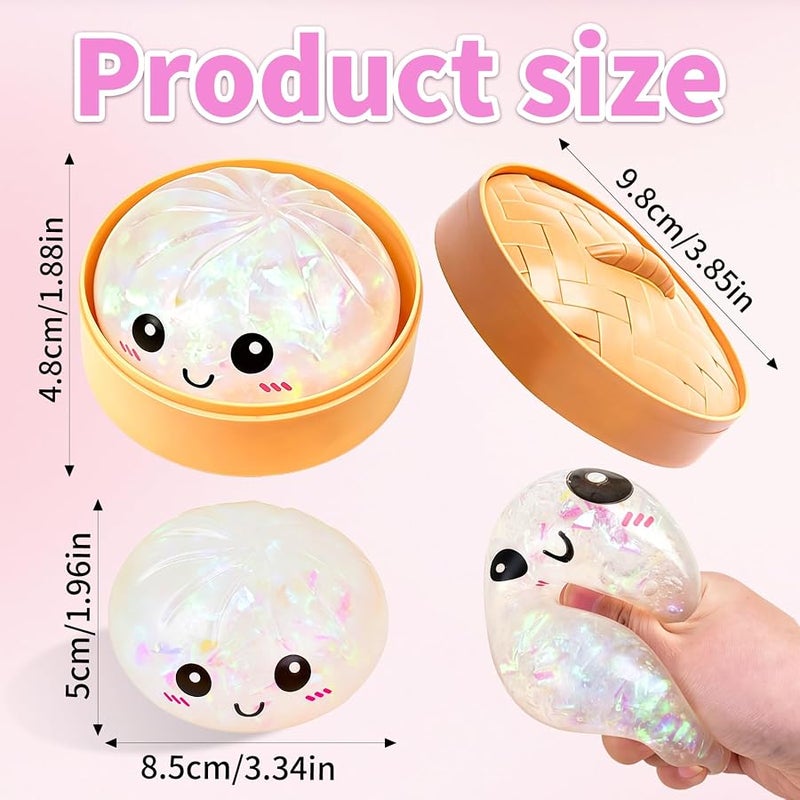 rytopt Colorful Dumpling Stress Balls Fidget Toys Adults, Squeeze Dough Ball Hand Toys, Bun with Food Steamer Stretchy, for Easter Basket Stuffers - Image 2