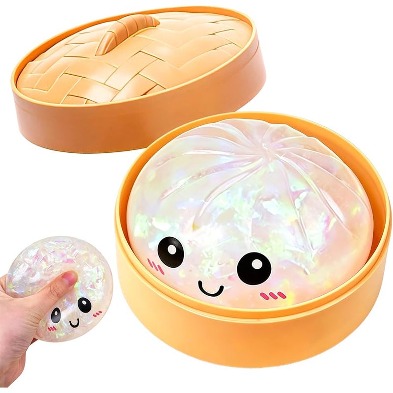 rytopt Colorful Dumpling Stress Balls Fidget Toys Adults, Squeeze Dough Ball Hand Toys, Bun with Food Steamer Stretchy, for Easter Basket Stuffers - Image 1
