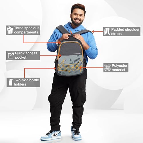 Nasher Miles Pulse Backpack for Men & Women |3 Compartment/Casual/College Bag | Grey, 45L - Image 3