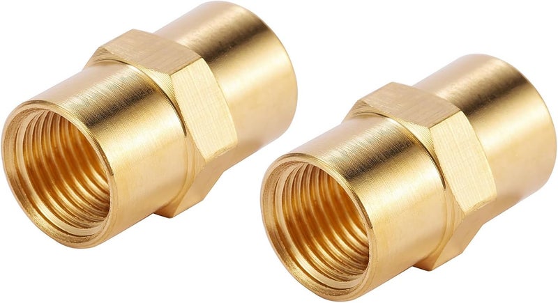 Sanpaint 2 Pack 1/8" x 1/8" NPT Coupler, Brass Female Pipe Fitting (I.D x I.D: 3/8'' x 3/8'') - Image 1