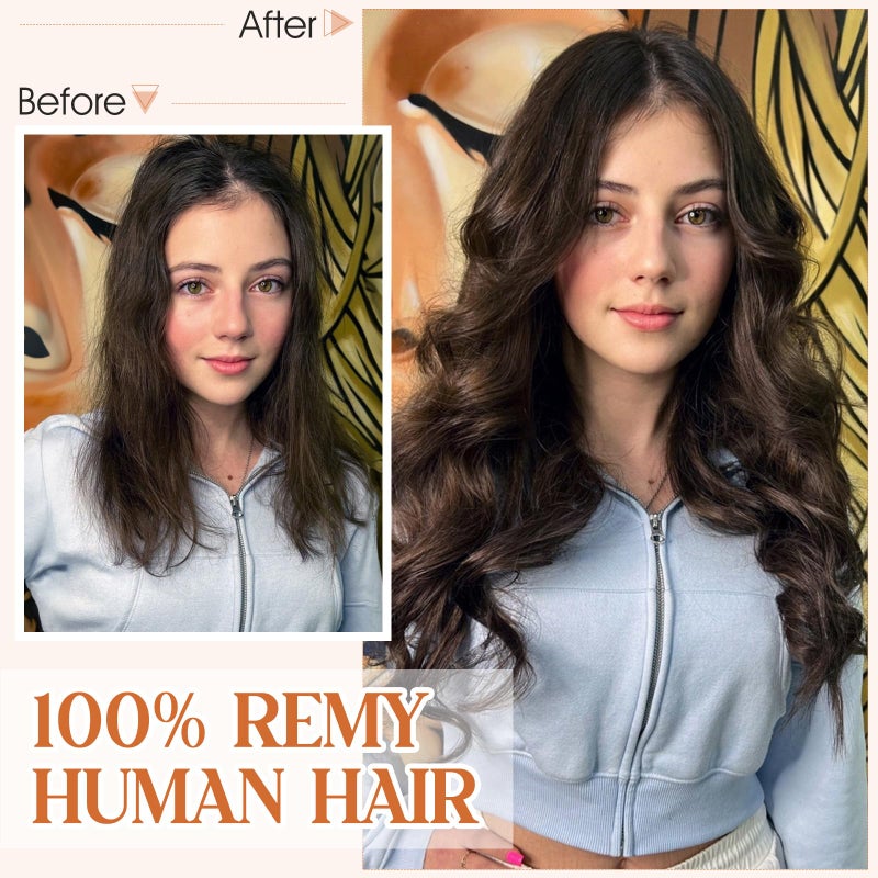 S-noilite Halo Hair Extensions Real Human Hair, S-noilite Hair Halo Extensions for Women 16inch Golden Brown/Bleach Blonde Halo Extensions Invisible Wire HairExtensions - Image 5