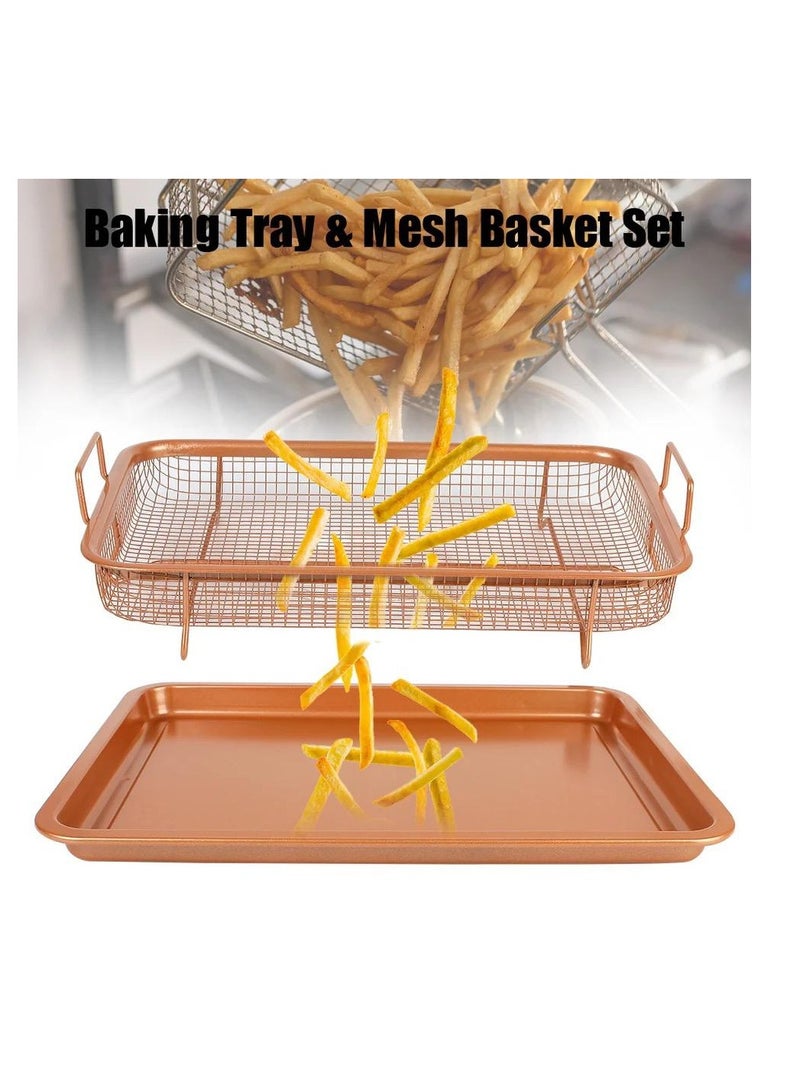 AMM Crisper Tray Non-Stick Oven Baking Tray with Elevated Mesh Crisping Grill Basket 2 Piece Set - Image 5