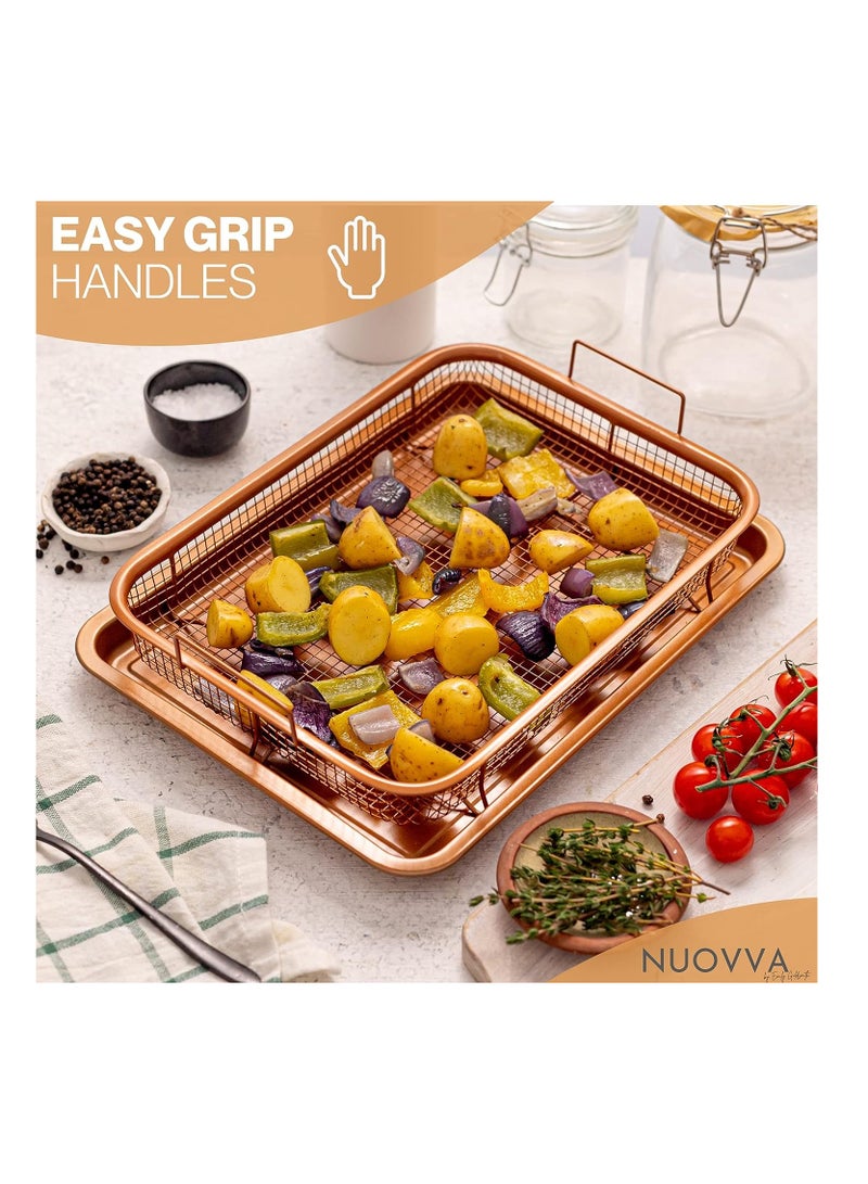 AMM Crisper Tray Non-Stick Oven Baking Tray with Elevated Mesh Crisping Grill Basket 2 Piece Set - Image 4