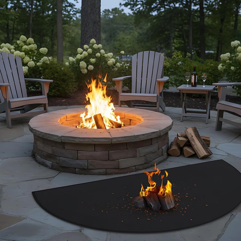 Fireplace Fire Mat, 48 X 29.9 in, Fire Pit Fireproof Cover, Half-Round Hearth Rug Fire Retardant - Image 5