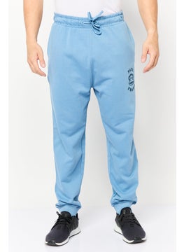Men Regular Fit Brand Logo Jogger Pants, Slate Blue