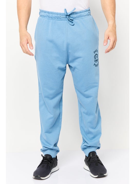 Men Regular Fit Brand Logo Jogger Pants, Slate Blue