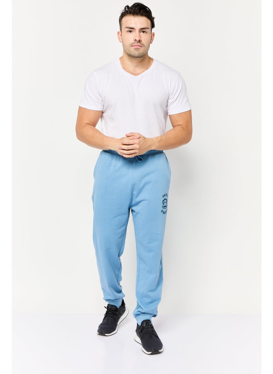 Paul Frank - Men Regular Fit Brand Logo Jogger Pants, Slate Blue - Image 1
