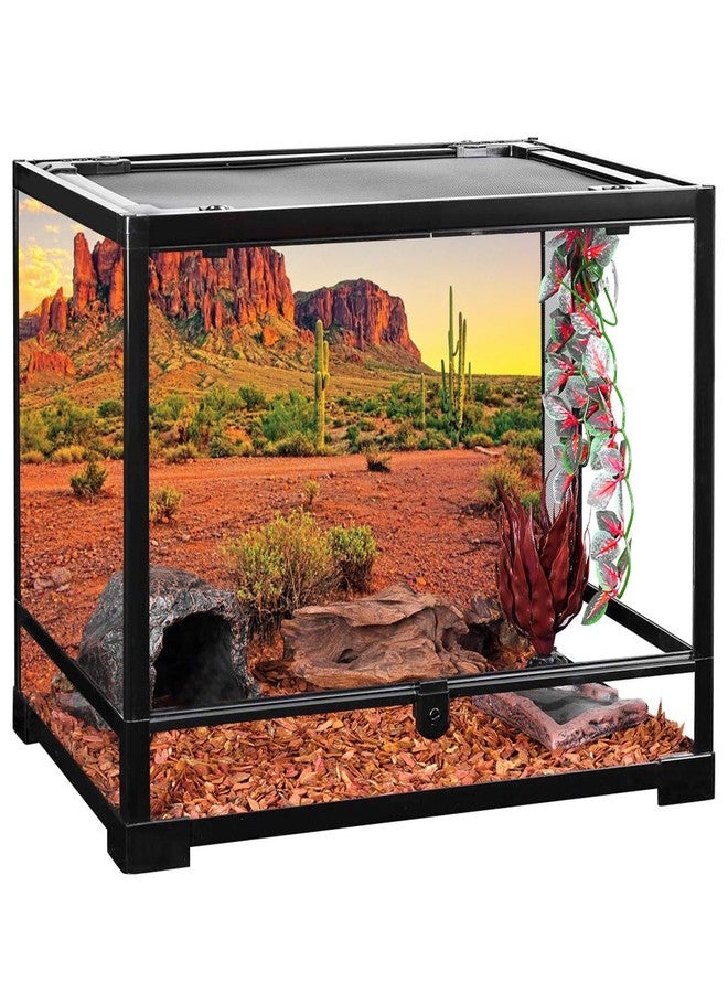 AWERT 36x18 inches Reptile Habitat Background Sky Oasis Mountain Cactus Sun and Desert Terrarium Background Durable Polyester Background - Image 5