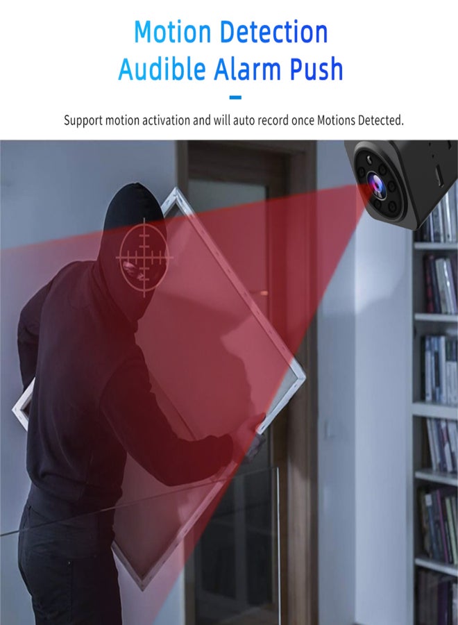 كاميرا مراقبة لاسلكية صغيرة بدقة 1080 بكسل، مزودة بتقنية واي فاي ذكية، وبطارية مدمجة، تدعم الرؤية الليلية، وميزة التحدث ثنائي الاتجاه، وكشف الحركة، والمشاهدة عن بُعد، مناسبة للمنزل والمكتب. - Image 5