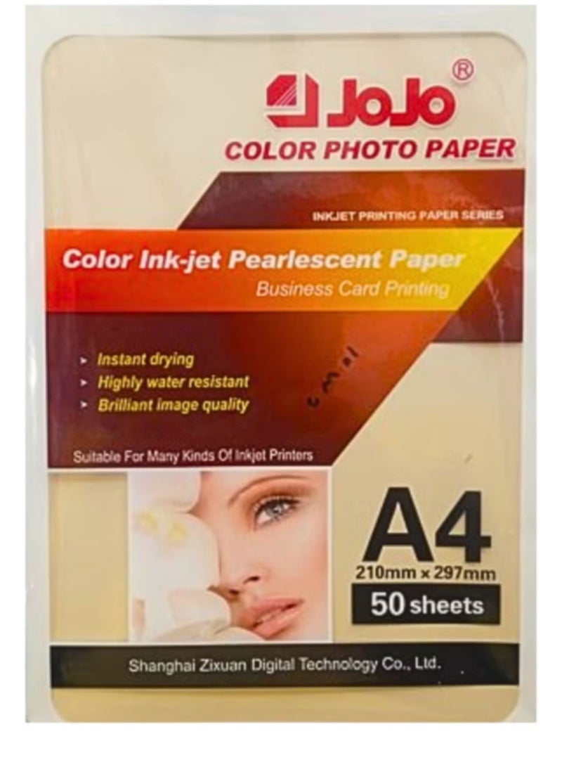 JOJO Color Photo Paper Color Inkjet Pearlescent Paper Yellow Color 50 Sheet A4 - Image 2