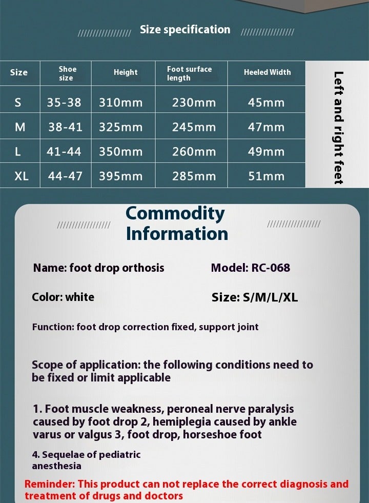 Foot drop support, lightweight design ankle foot orthosis, for hemiplegia shoes, walking foot stabilizer, pressure relief, unisex, provide comfortable support - Image 4
