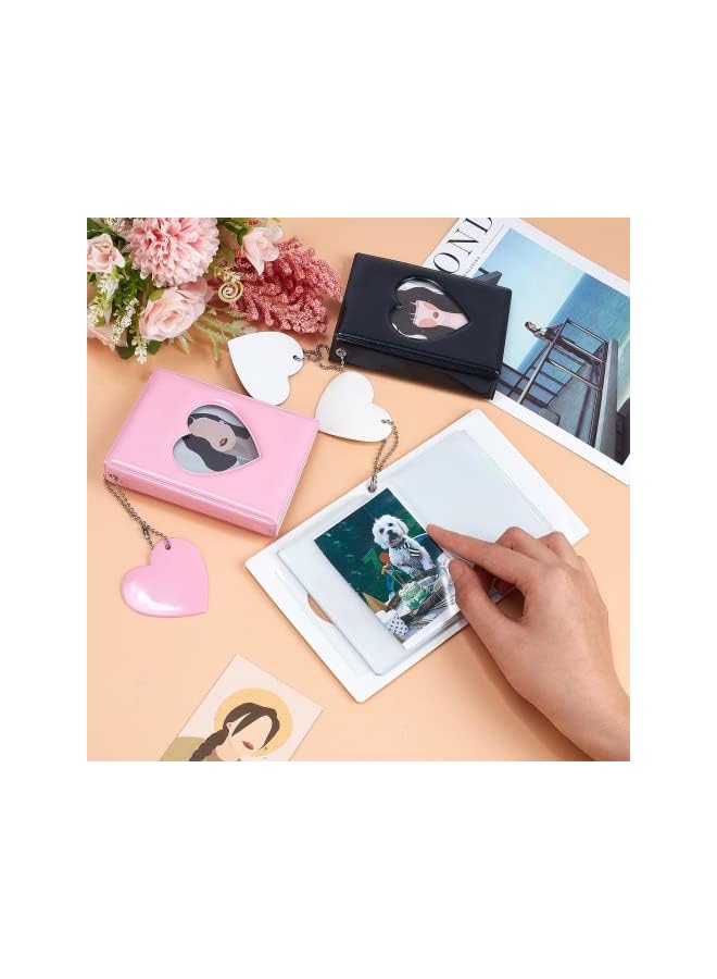 The Bros 3 Inch Mini Photo Album, Mini Kpop Photocard Holder Book, 3 Colors Heart Hollow Card Binder Photo Album with Pendant 32 Pockets  - Image 3