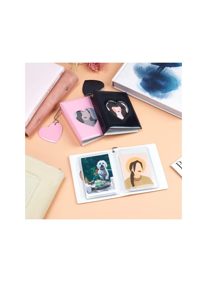 The Bros 3 Inch Mini Photo Album, Mini Kpop Photocard Holder Book, 3 Colors Heart Hollow Card Binder Photo Album with Pendant 32 Pockets  - Image 5