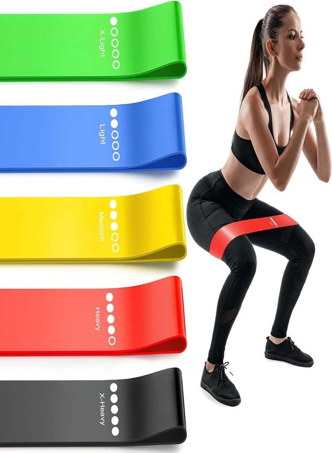 GymWar Resistance Loop Exercise Bands for Working Out Elastic Workout Band for Women & Men Home Gym Yoga Stretching Strength Training Exercise Equipment Essentials Fitness Accessories, Set of 5 - Image 1