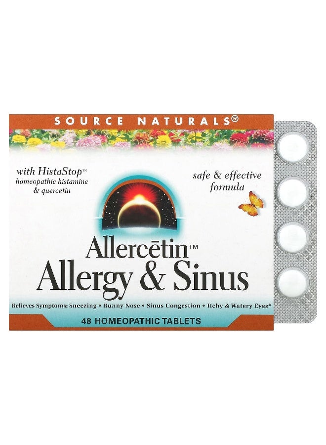 Source Naturals Source Naturals, Allercetin, Allergy & Sinus, 48 Homeopathic Tablets - Image 1