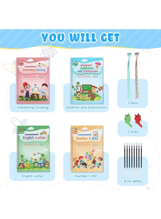 ASIGN Magic Ink Copybooks for Kids Reusable Handwriting Workbooks for Preschools Grooves Template Design and Handwriting Aid - Image 2
