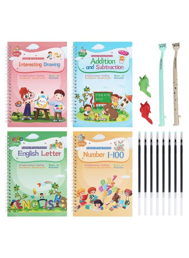 ASIGN Magic Ink Copybooks for Kids Reusable Handwriting Workbooks for Preschools Grooves Template Design and Handwriting Aid - Image 1