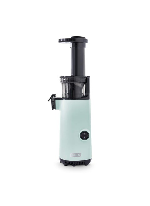 DASH Deluxe Compact Masticating Slow Juicer Easy to Clean Cold Press Juicer with Brush Pulp Measuring Cup Frozen Attachment and Juice Recipe Guide  Aqua