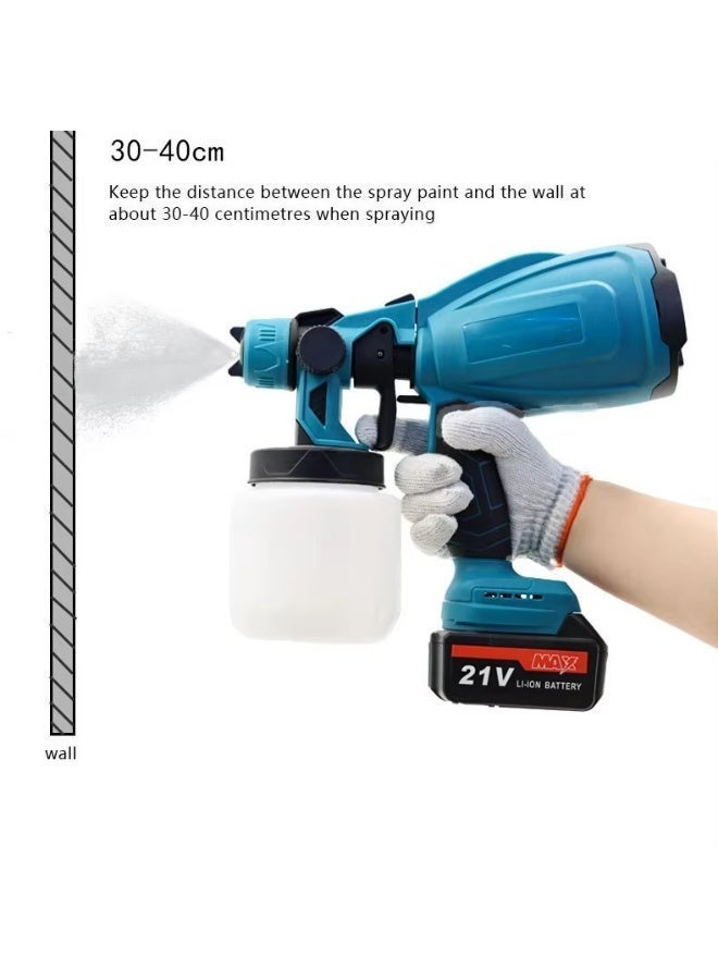 Home Cordless HVLP Paint Spray Gun, 2x48V Rechargeable Batteries Included, 800ml Capacity, Ideal for Walls, Furniture, Auto and Home DIY Painting - Image 2
