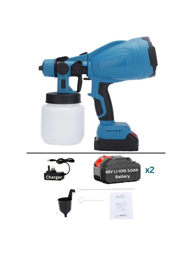 LI-ION Cordless HVLP Paint Spray Gun, 2x48V Rechargeable Batteries Included, 800ml Capacity, Ideal for Walls, Furniture, Auto and Home DIY Painting - Image 4